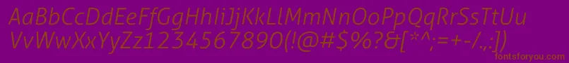 AllerStdLtit-fontti – ruskeat fontit violetilla taustalla