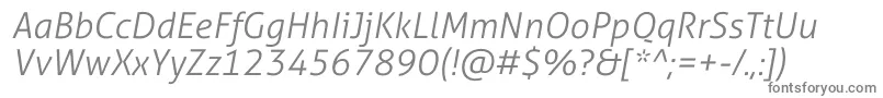 AllerStdLtit-fontti – harmaat kirjasimet valkoisella taustalla
