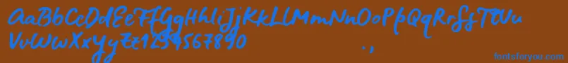 BluefiresSample-Schriftart – Blaue Schriften auf braunem Hintergrund