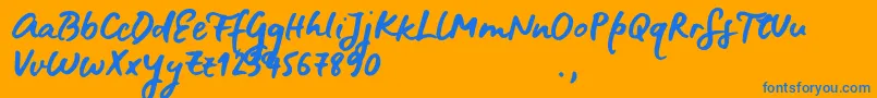 BluefiresSample-Schriftart – Blaue Schriften auf orangefarbenem Hintergrund