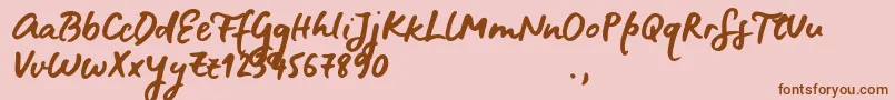 BluefiresSample-Schriftart – Braune Schriften auf rosa Hintergrund