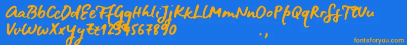 BluefiresSample-Schriftart – Orangefarbene Schriften auf blauem Hintergrund