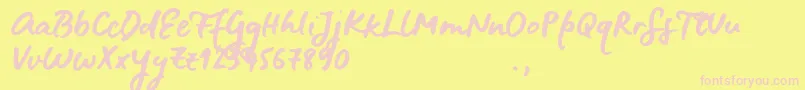 BluefiresSample-fontti – vaaleanpunaiset fontit keltaisella taustalla