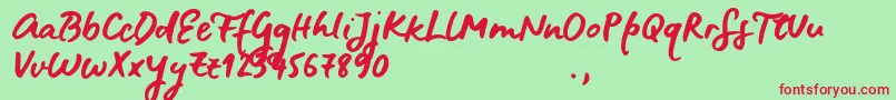 BluefiresSample Font – Red Fonts on Green Background