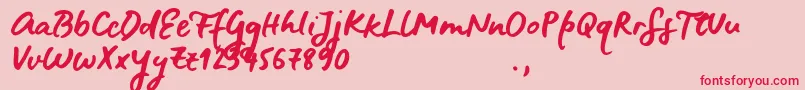 フォントBluefiresSample – ピンクの背景に赤い文字