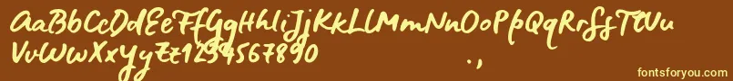 BluefiresSample Font – Yellow Fonts on Brown Background