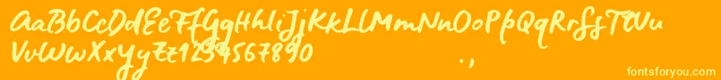 BluefiresSample-Schriftart – Gelbe Schriften auf orangefarbenem Hintergrund
