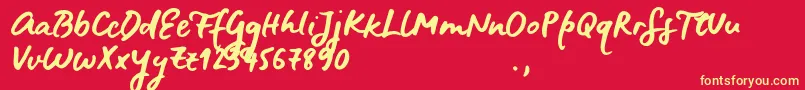 Fonte BluefiresSample – fontes amarelas em um fundo vermelho