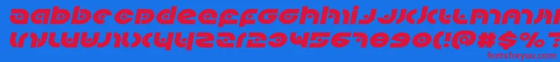 Kovacsspotexpandital-Schriftart – Rote Schriften auf blauem Hintergrund