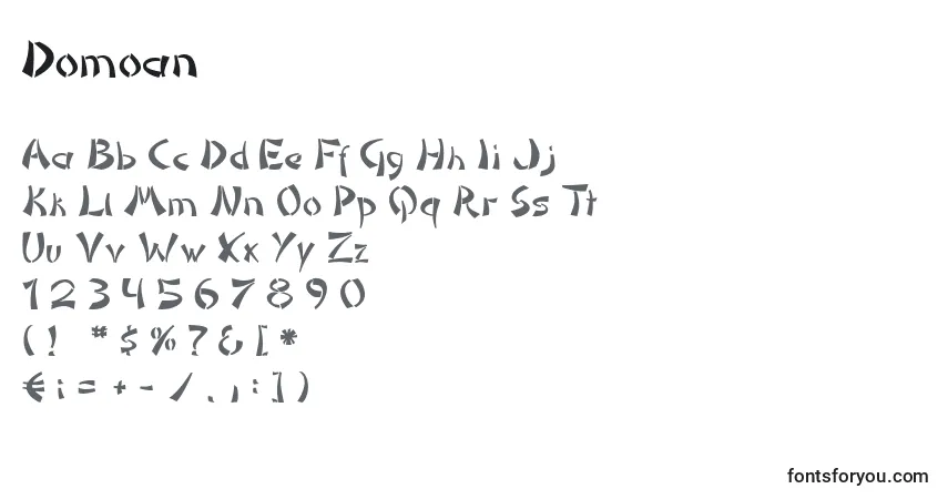 Czcionka Domoan – alfabet, cyfry, specjalne znaki