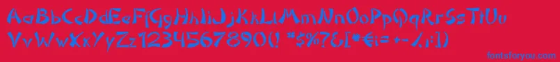 Domoan Font – Blue Fonts on Red Background