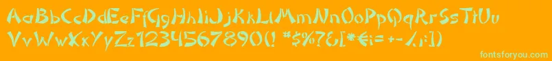 Weitere Informationen zur Domoan-Schriftart Domoan-Schriftart – Grüne Schriften auf orangefarbenem Hintergrund