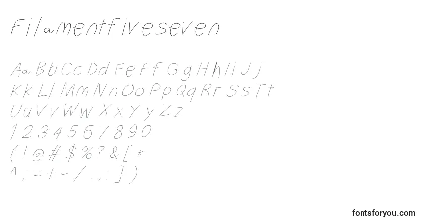 Czcionka Filamentfiveseven – alfabet, cyfry, specjalne znaki