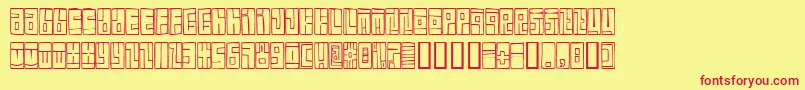 BoxFont-Schriftart – Rote Schriften auf gelbem Hintergrund