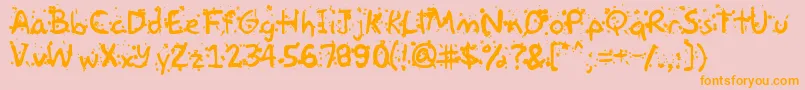 Paintball-Schriftart – Orangefarbene Schriften auf rosa Hintergrund