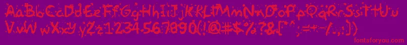 Paintball-Schriftart – Rote Schriften auf violettem Hintergrund