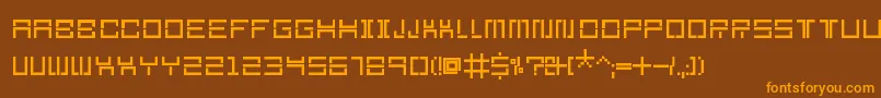 Section9Regular-Schriftart – Orangefarbene Schriften auf braunem Hintergrund