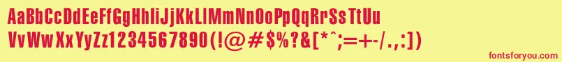 SwissExtraCompressedNorma Font – Red Fonts on Yellow Background