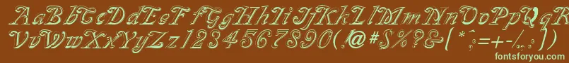 SilverplateRegular-fontti – vihreät fontit ruskealla taustalla