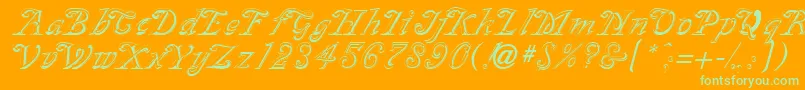 Fonte SilverplateRegular – fontes verdes em um fundo laranja