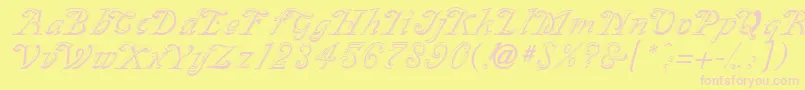 フォントSilverplateRegular – ピンクのフォント、黄色の背景
