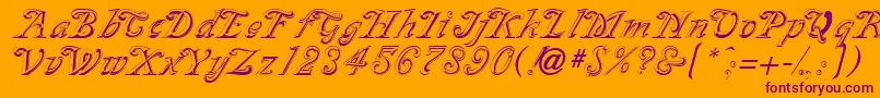 SilverplateRegular-Schriftart – Violette Schriften auf orangefarbenem Hintergrund
