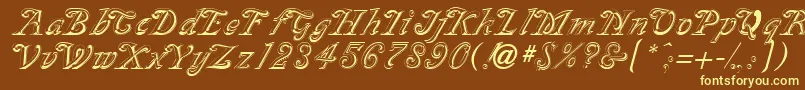 SilverplateRegular-fontti – keltaiset fontit ruskealla taustalla