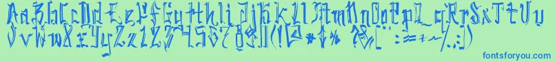 SickcapitalKingston Font – Blue Fonts on Green Background