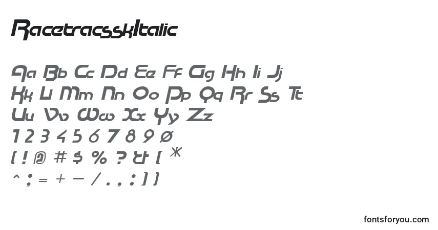 RacetracsskItalic Font – alphabet, numbers, special characters
