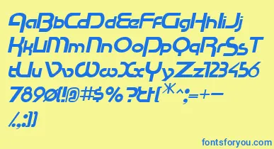 RacetracsskItalic font – Blue Fonts On Yellow Background