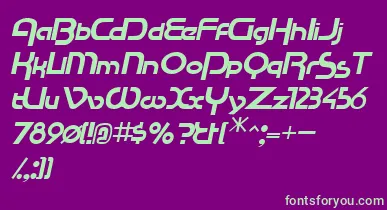 RacetracsskItalic font – Green Fonts On Purple Background