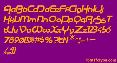 RacetracsskItalic font – Orange Fonts On Purple Background