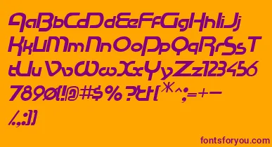 RacetracsskItalic font – Purple Fonts On Orange Background