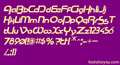 RacetracsskItalic font – Yellow Fonts On Purple Background