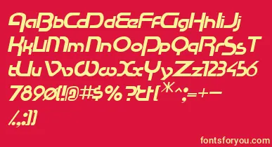 RacetracsskItalic font – Yellow Fonts On Red Background