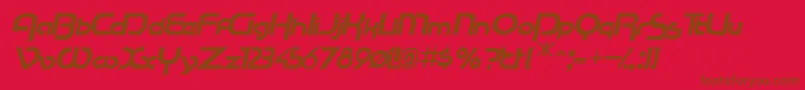 Weitere Informationen zur RacetracsskItalic-Schriftart RacetracsskItalic-Schriftart – Braune Schriften auf rotem Hintergrund