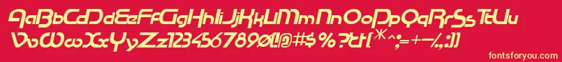 RacetracsskItalic Font – Yellow Fonts on Red Background