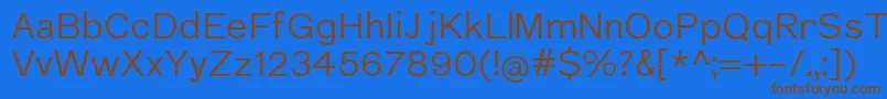 フォントNuromRegular – 茶色の文字が青い背景にあります。