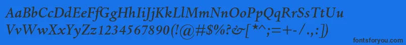 Police DantemtstdMediumitalic – polices noires sur fond bleu