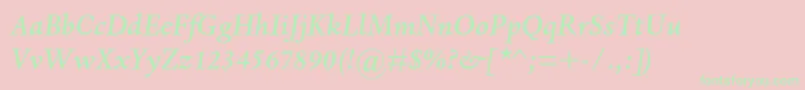 DantemtstdMediumitalic Font – Green Fonts on Pink Background