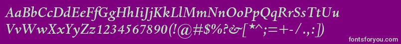 DantemtstdMediumitalic Font – Green Fonts on Purple Background