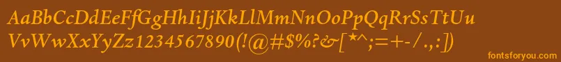 DantemtstdMediumitalic Font – Orange Fonts on Brown Background