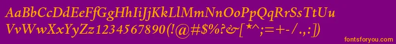 DantemtstdMediumitalic Font – Orange Fonts on Purple Background