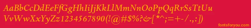 DantemtstdMediumitalic Font – Orange Fonts on Red Background