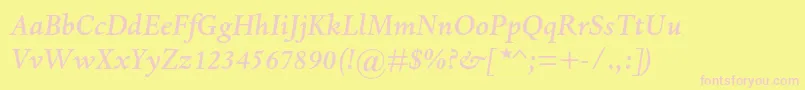 DantemtstdMediumitalic Font – Pink Fonts on Yellow Background