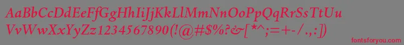 DantemtstdMediumitalic Font – Red Fonts on Gray Background