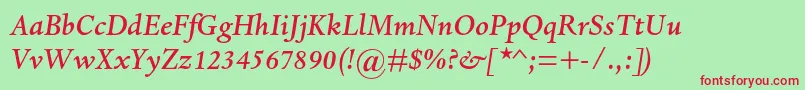 DantemtstdMediumitalic Font – Red Fonts on Green Background