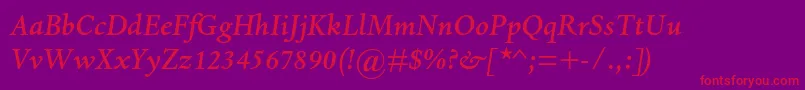 DantemtstdMediumitalic Font – Red Fonts on Purple Background