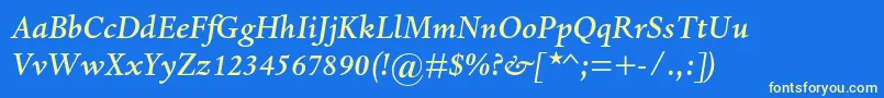 DantemtstdMediumitalic Font – Yellow Fonts on Blue Background