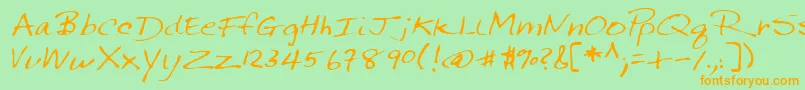 Lehn144 Font – Orange Fonts on Green Background